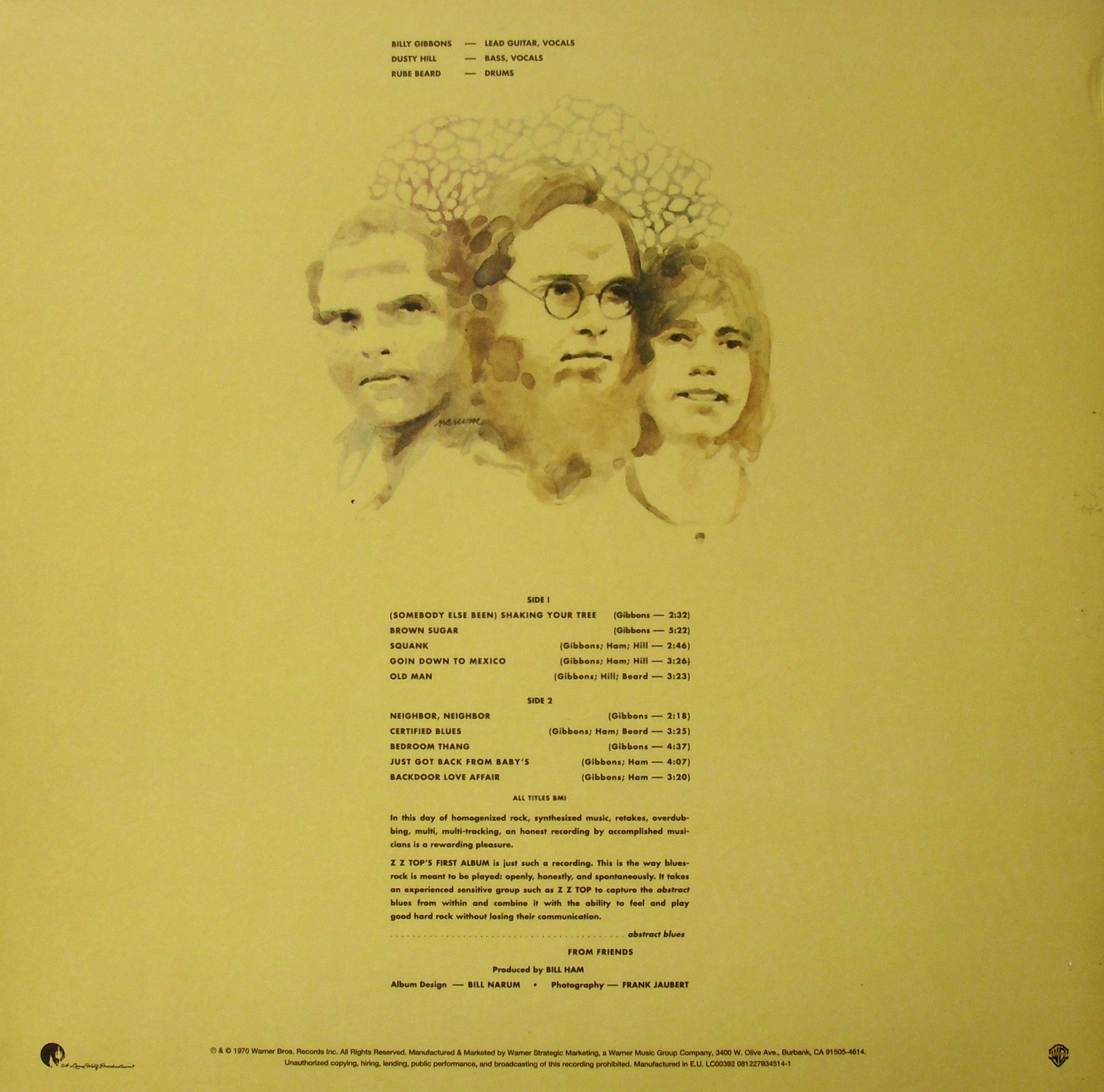 ZZ Top  ZZ Tops First Album : LP Back  eu